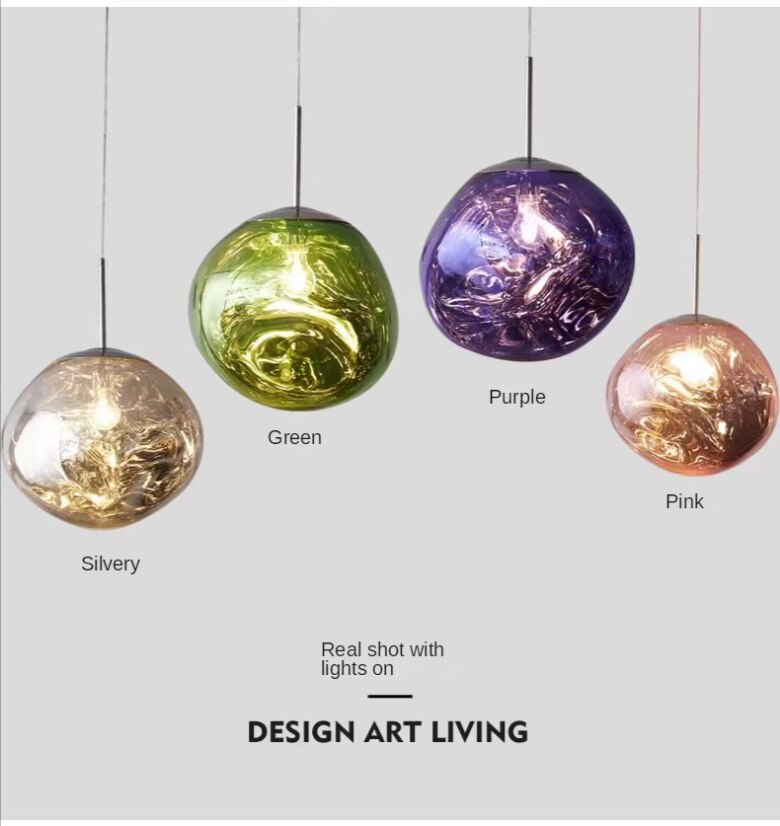 LaveLumière – Suspension LED en verre de lave soufflé