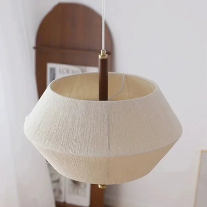 Suki – Rétro Bois Tissu Chambre-Pendelleuchte