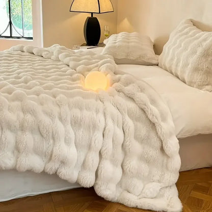 Couverture en velours à bulles pour le canapé et le bureau