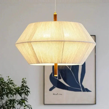 Suki – Rétro Bois Tissu Chambre-Pendelleuchte