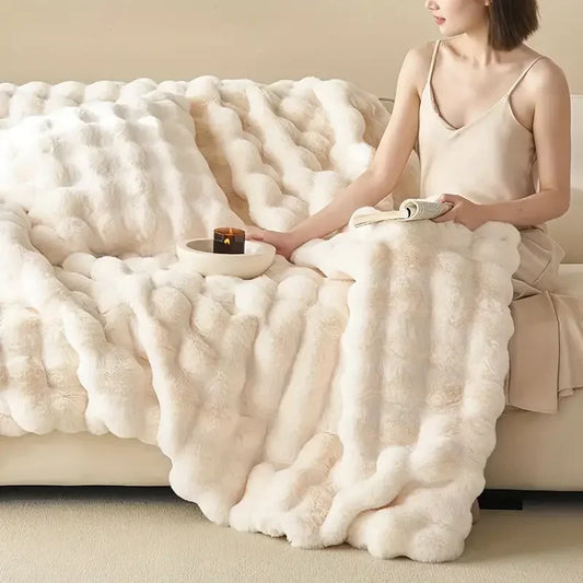 Couverture en velours à bulles pour le canapé et le bureau