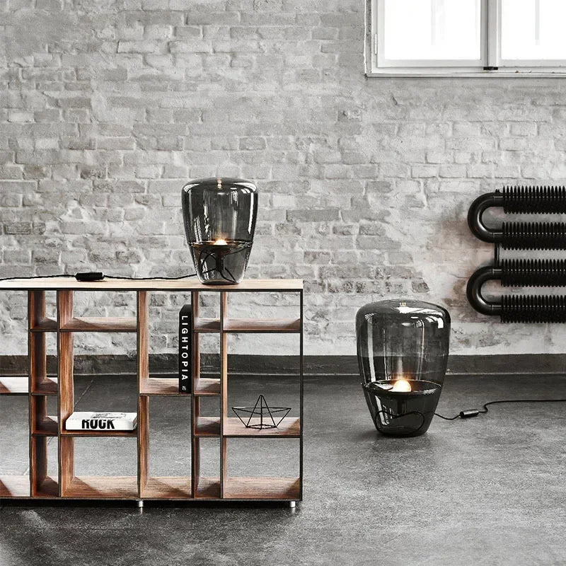 AuroraGlow – Lampe de table en verre designer scandinave