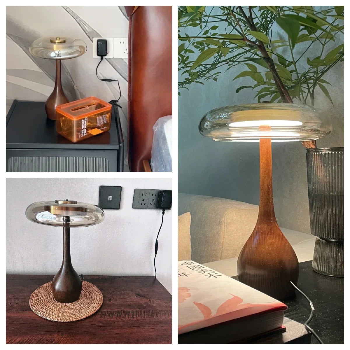 Renji – Lampe de chevet en bois rétro japonais