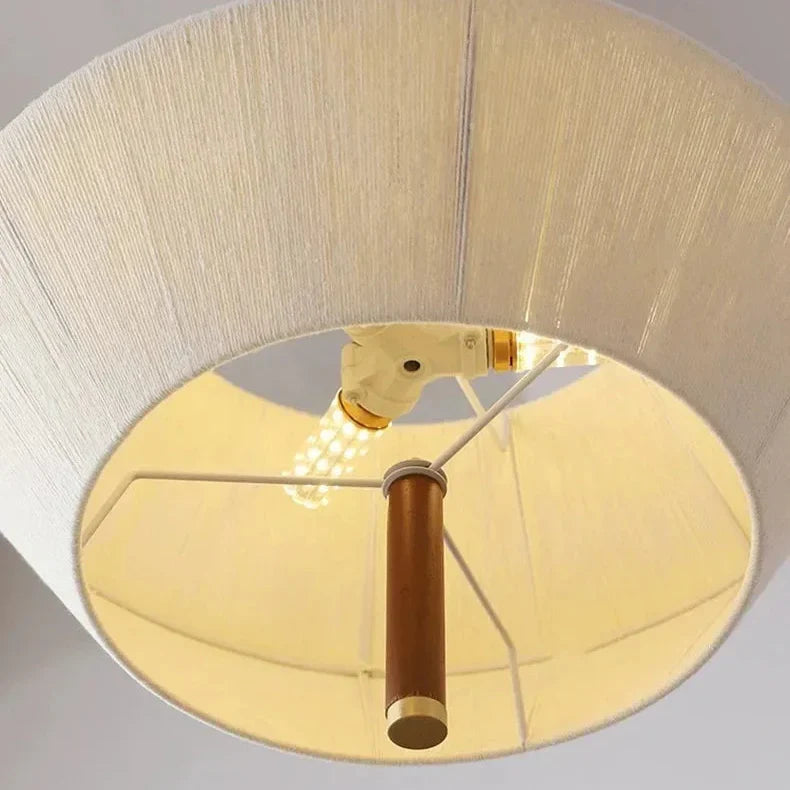 Suki – Rétro Bois Tissu Chambre-Pendelleuchte