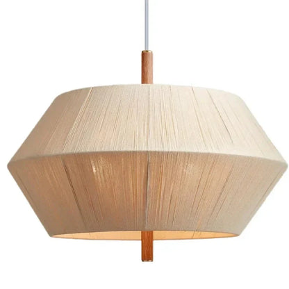 Suki – Rétro Bois Tissu Chambre-Pendelleuchte