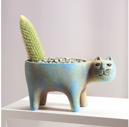 Pots de fleurs en céramique en forme de chat – Touche mignonne pour votre intérieur