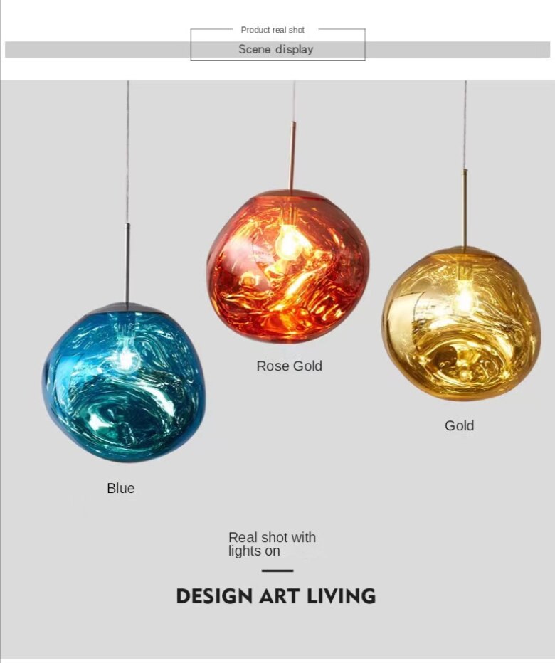 LaveLumière – Suspension LED en verre de lave soufflé