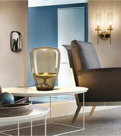 AuroraGlow – Lampe de table en verre designer scandinave