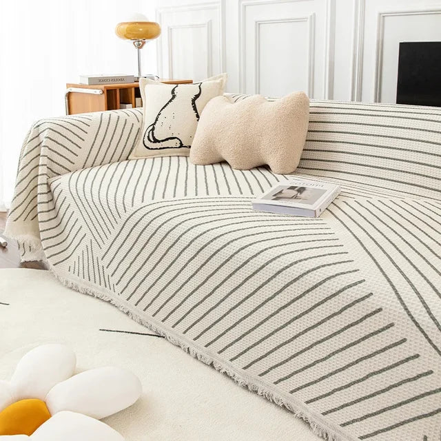 Tissu de protection rayé pour canapé