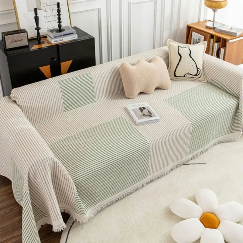 Tissu de protection rayé pour canapé