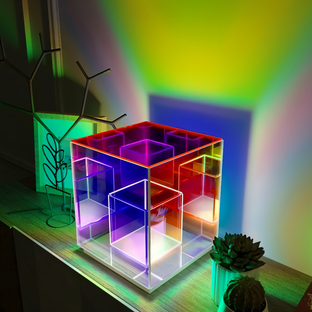 Arielle – Lampe de table LED en acrylique 3D arc-en-ciel