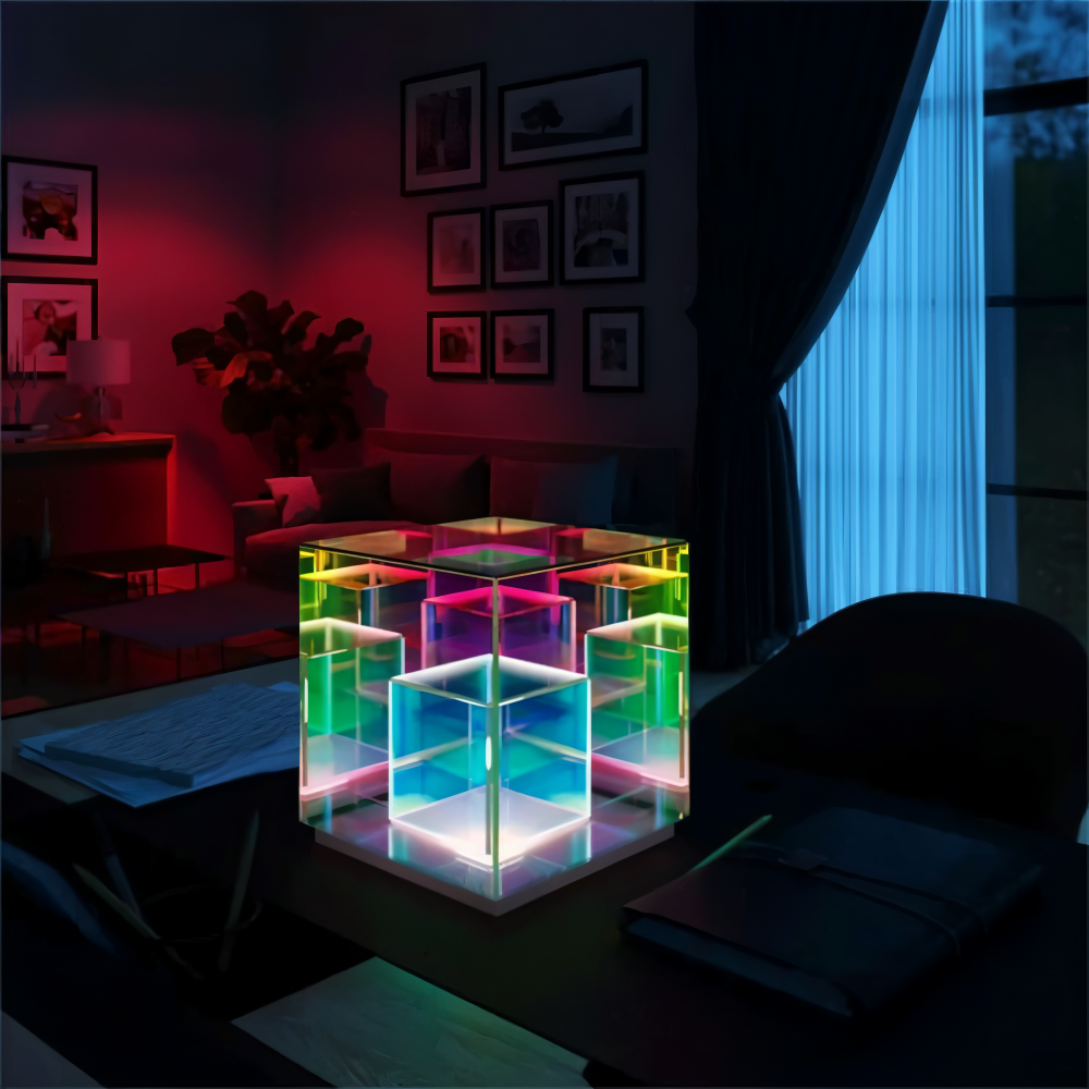 Arielle – Lampe de table LED en acrylique 3D arc-en-ciel
