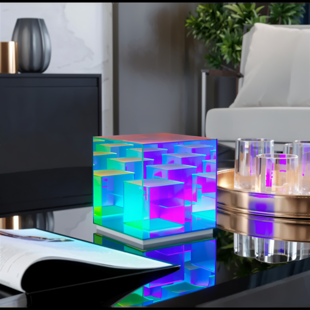 Arielle – Lampe de table LED en acrylique 3D arc-en-ciel