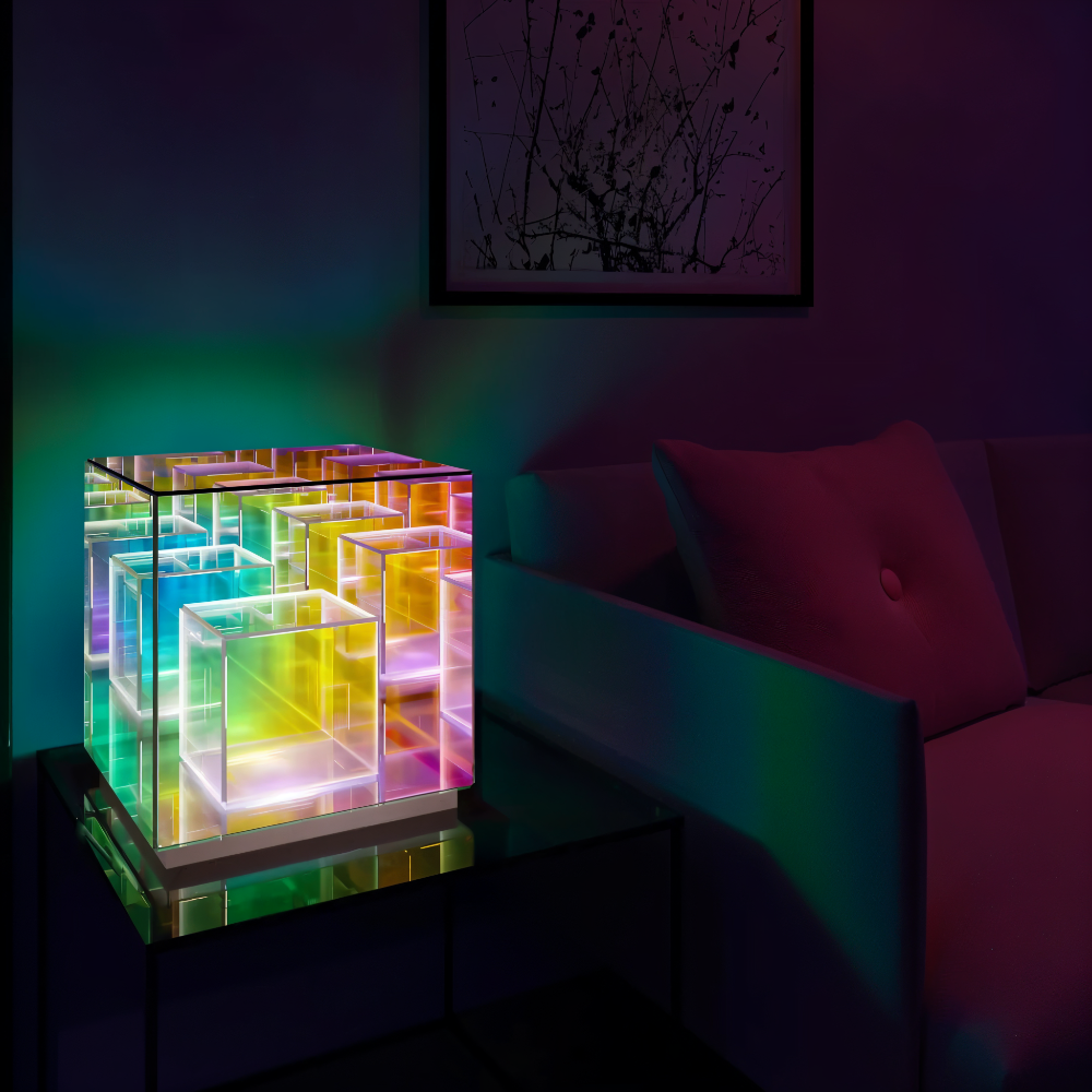 Arielle – Lampe de table LED en acrylique 3D arc-en-ciel