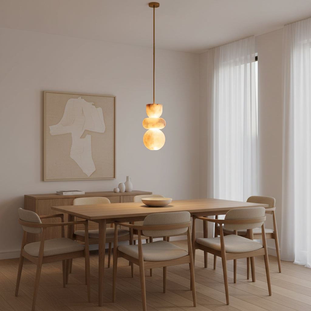 Lampe Suspendue Totem en Albâtre