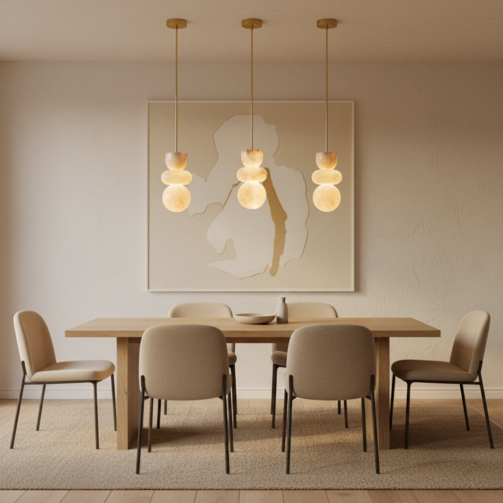 Lampe Suspendue Totem en Albâtre