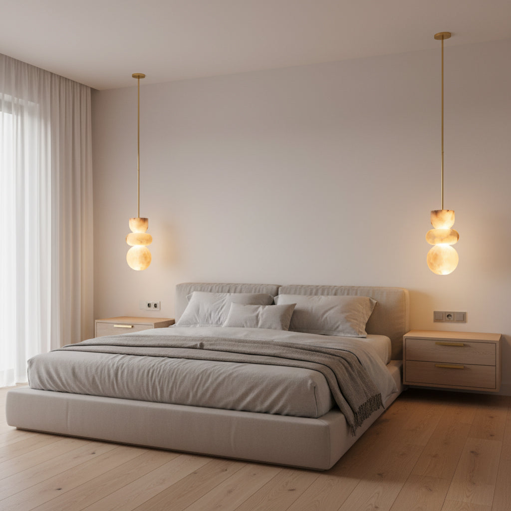 Lampe Suspendue Totem en Albâtre