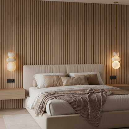 Lampe Suspendue Totem en Albâtre