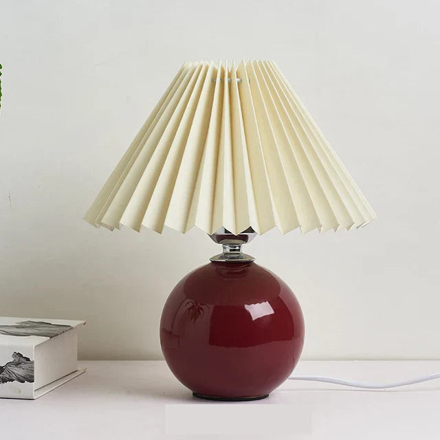 Lampe De Table À Abat-Jour Plissé Au Style Rétro Chic