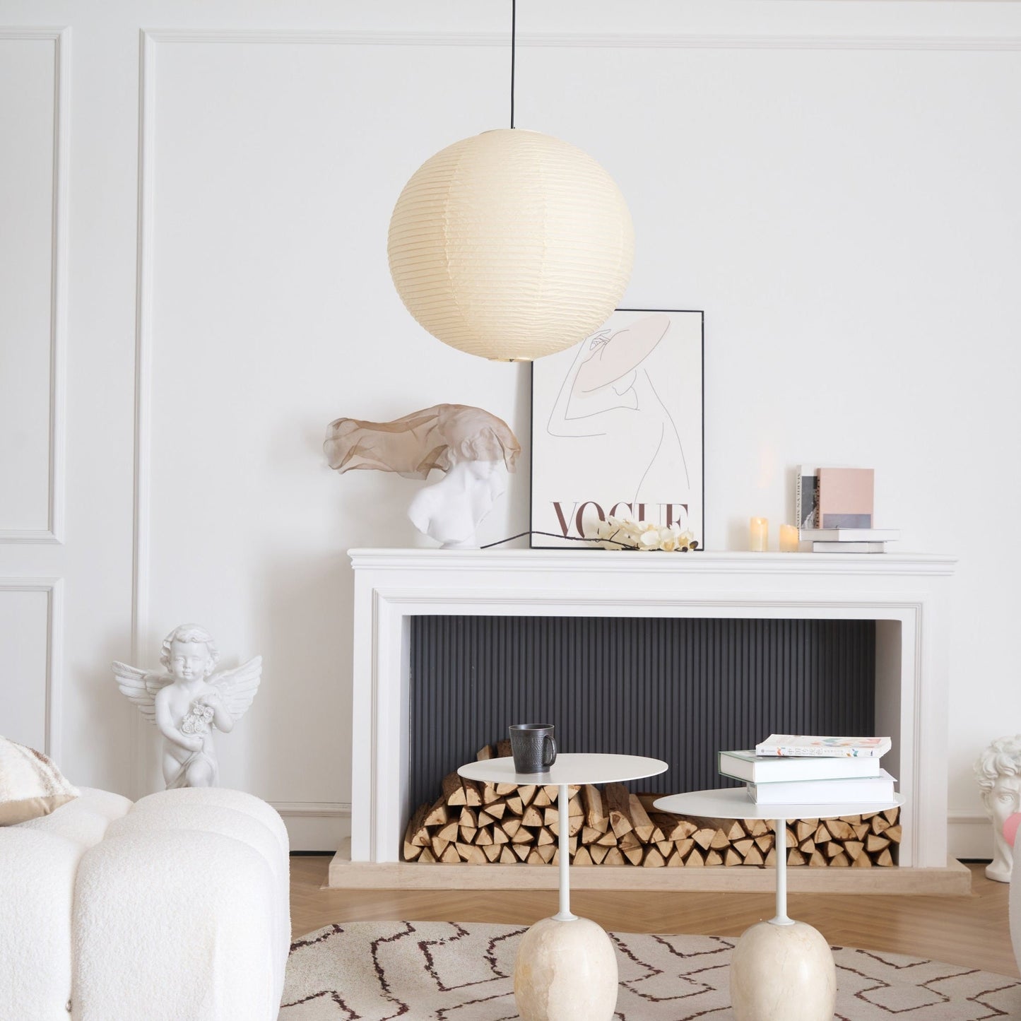 Naoko – Lustre LED Rond en Papier Xuan