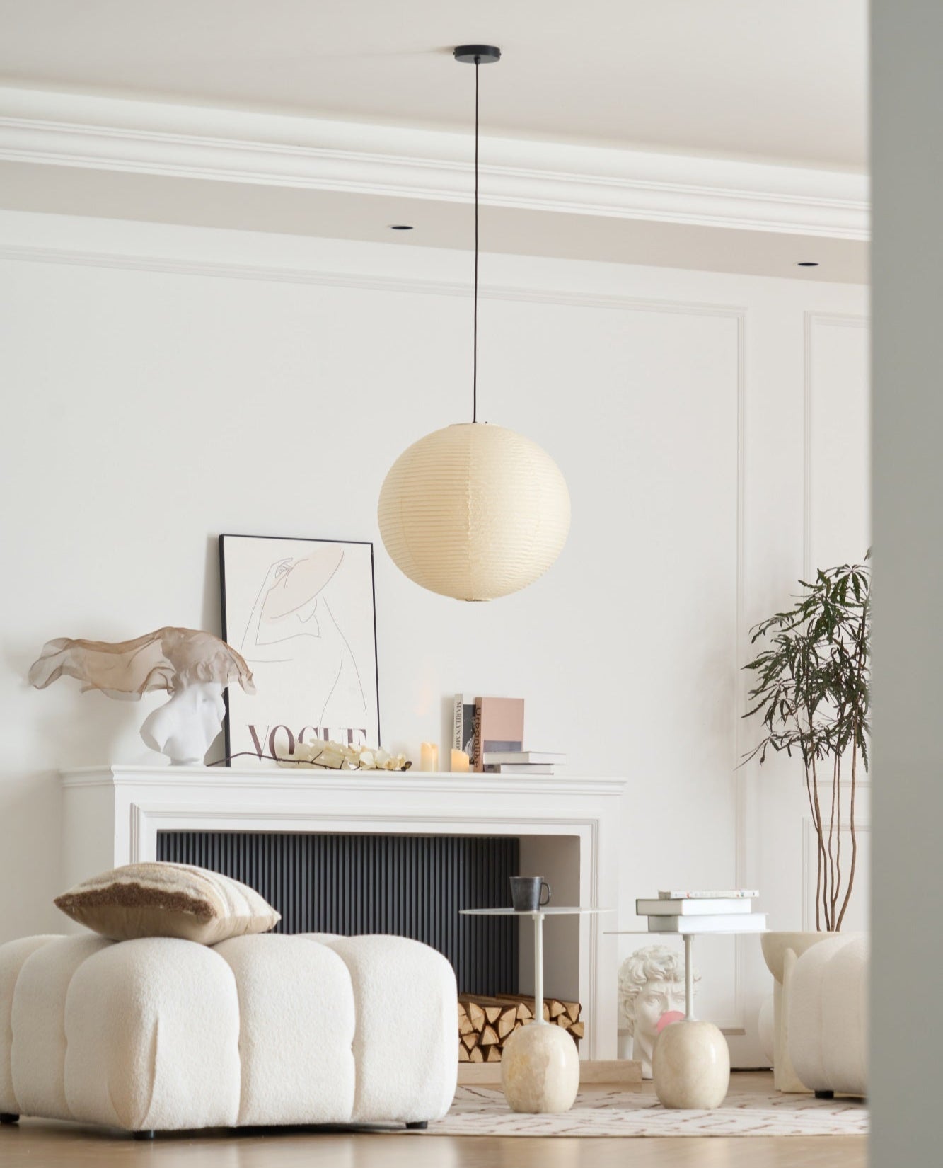 Naoko – Lustre LED Rond en Papier Xuan