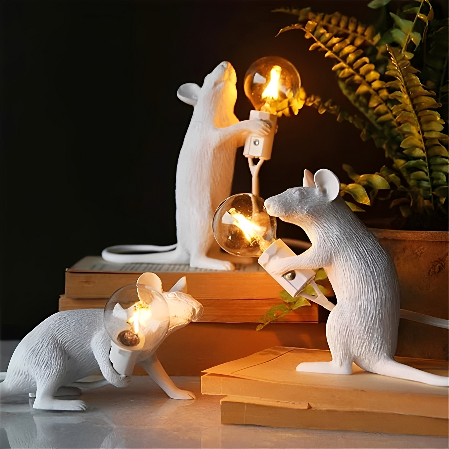 LumoMouse – Lampe de table Art Déco avec figurine de souris