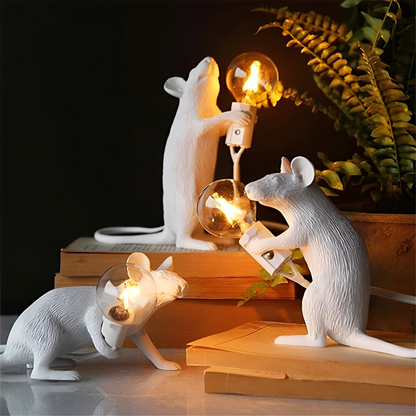 LumoMouse – Lampe de table Art Déco avec figurine de souris