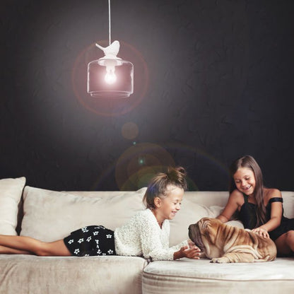 Liora – Suspension en verre motif oiseau