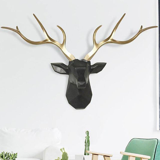 Patère murale tête de cerf 3D au style rustique