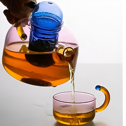 Taya – Théière en verre résistant à la chaleur avec contraste de couleur