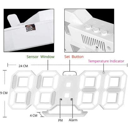 LumiHorloge – Horloge murale LED 3D avec intensité réglable