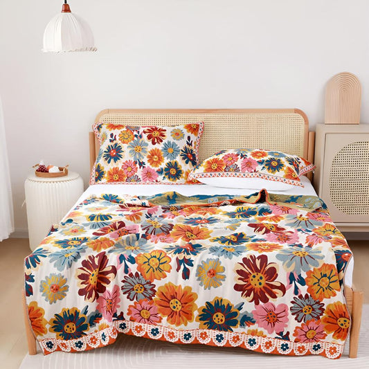 Flora – Couverture en coton avec motif floral