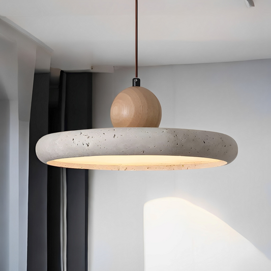Suspension moderne en béton et bois