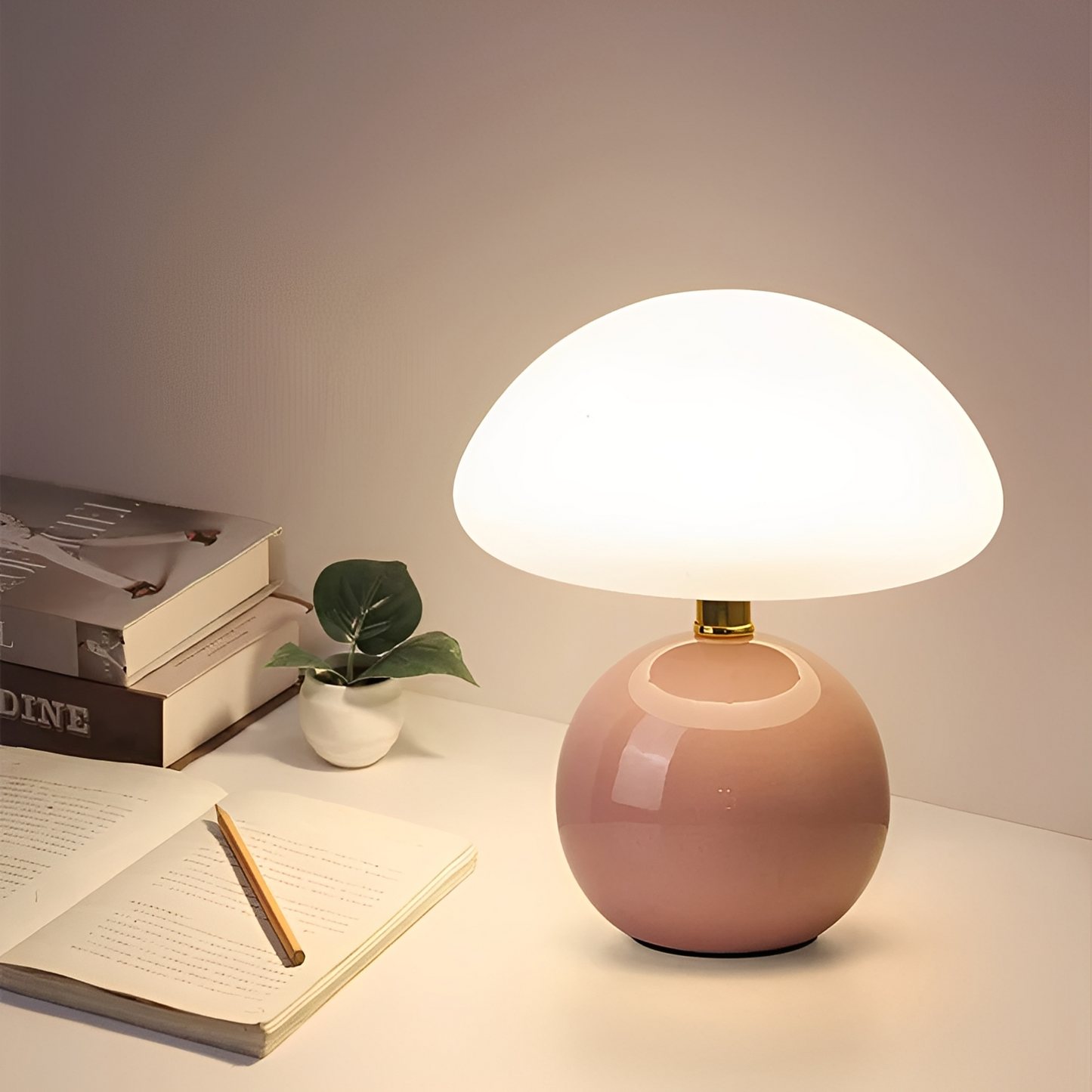 Nelly – Lampe de table champignon moderne au design givré