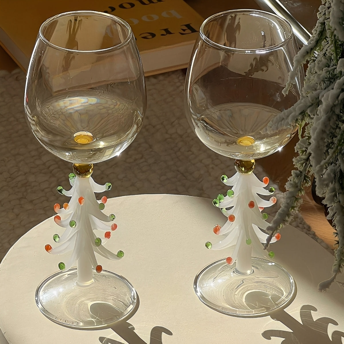 Festiva – Verre à vin sapin de Noël en borosilicate