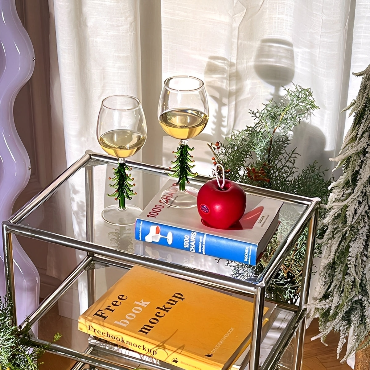 Festiva – Verre à vin sapin de Noël en borosilicate