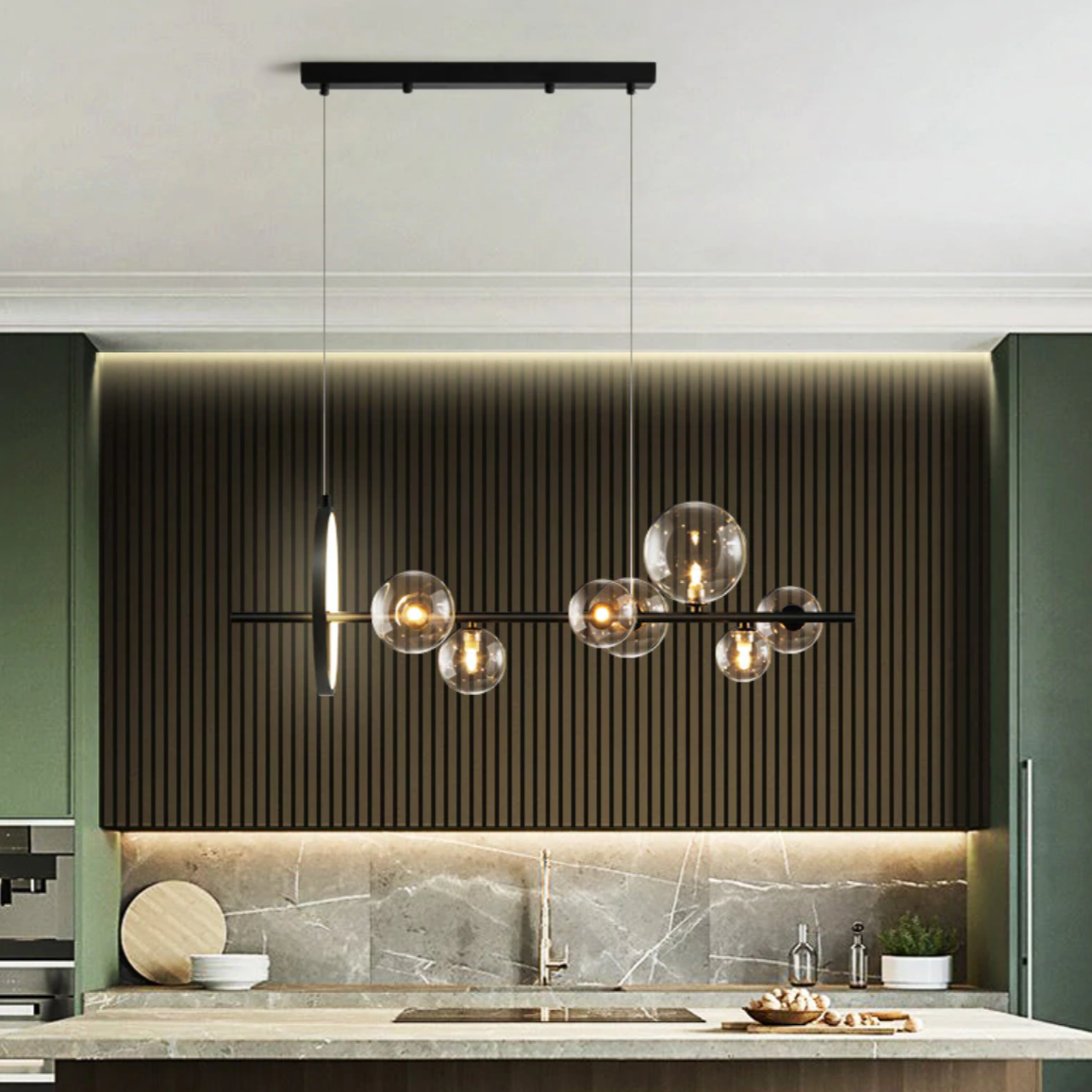 SouffleVerre – Lustre moderne en bulles de verre avec jeux de lumière