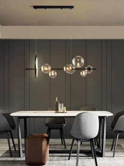 SouffleVerre – Lustre moderne en bulles de verre avec jeux de lumière