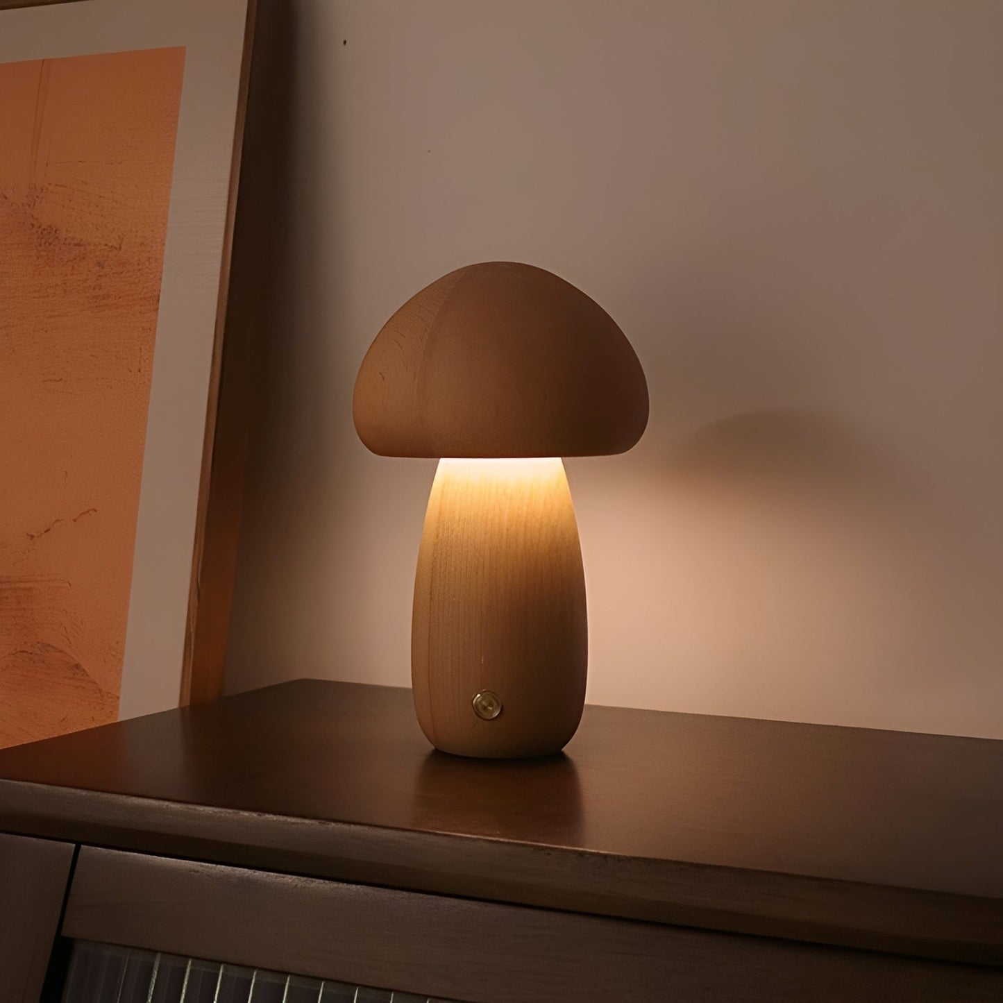Toshi – Mignonne Lampe de Nuit LED en Bois de Champignon