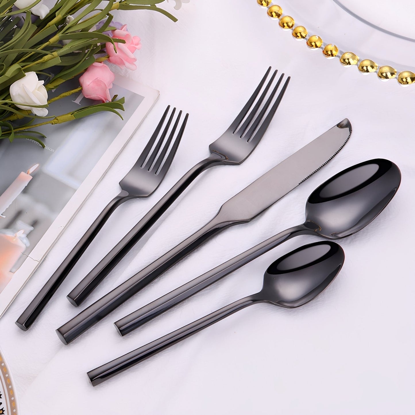 Hexa – Ensemble de couverts en acier inoxydable avec structure forgée hexagonale