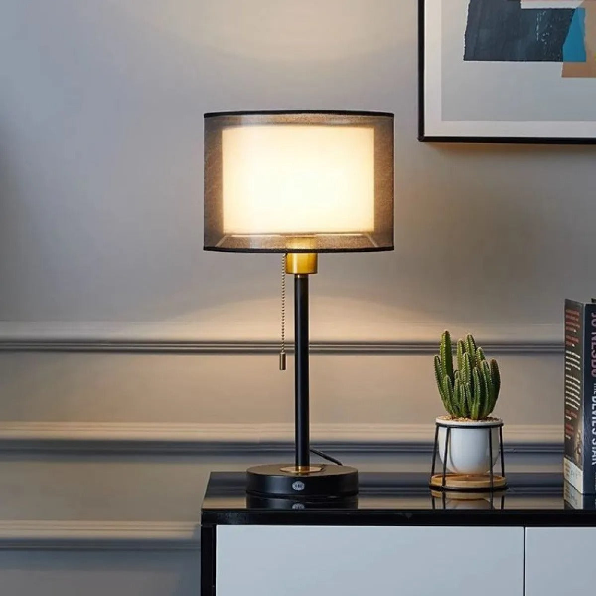 Lumis – Lampe de table avec abat-jour double