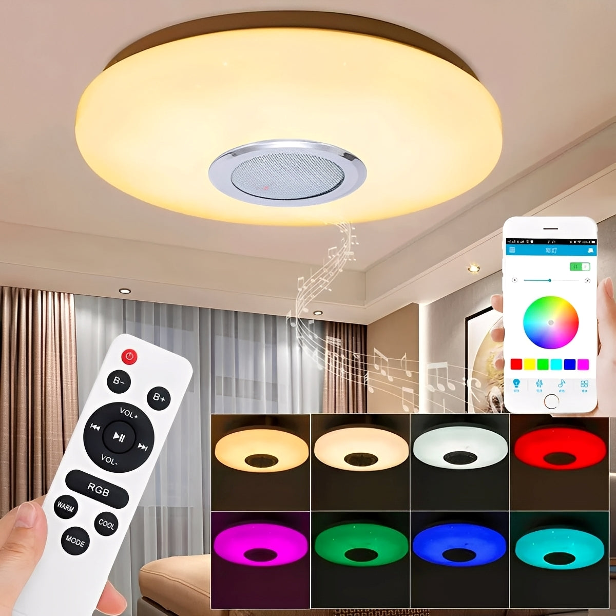 Bailey – Lampe Plafonnier à Changement de Couleur