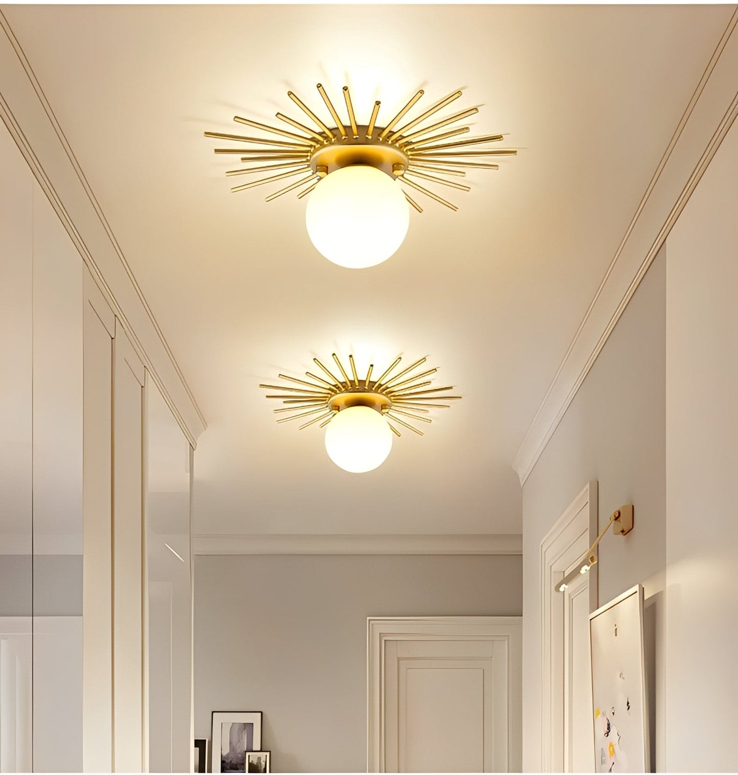 Solena – Lampe de plafond tournesols dorés