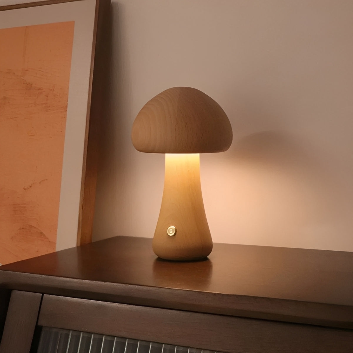 Toshi – Mignonne Lampe de Nuit LED en Bois de Champignon