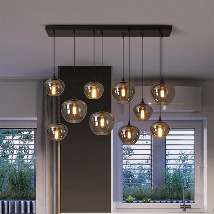 Virella – Suspension en forme de bouteille avec verre fumé et finition noire