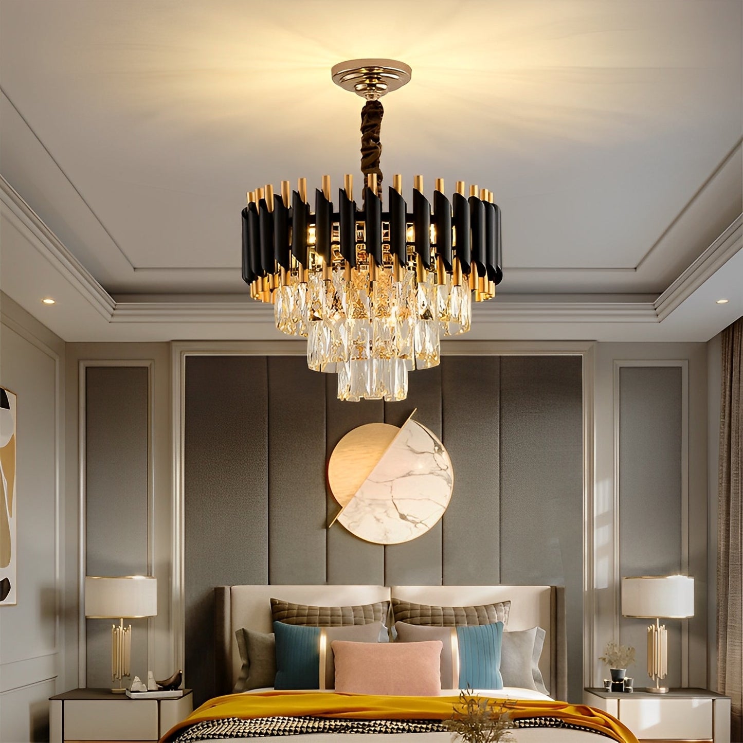 Celine – Lustre moderne avec éléments en cristal étincelants