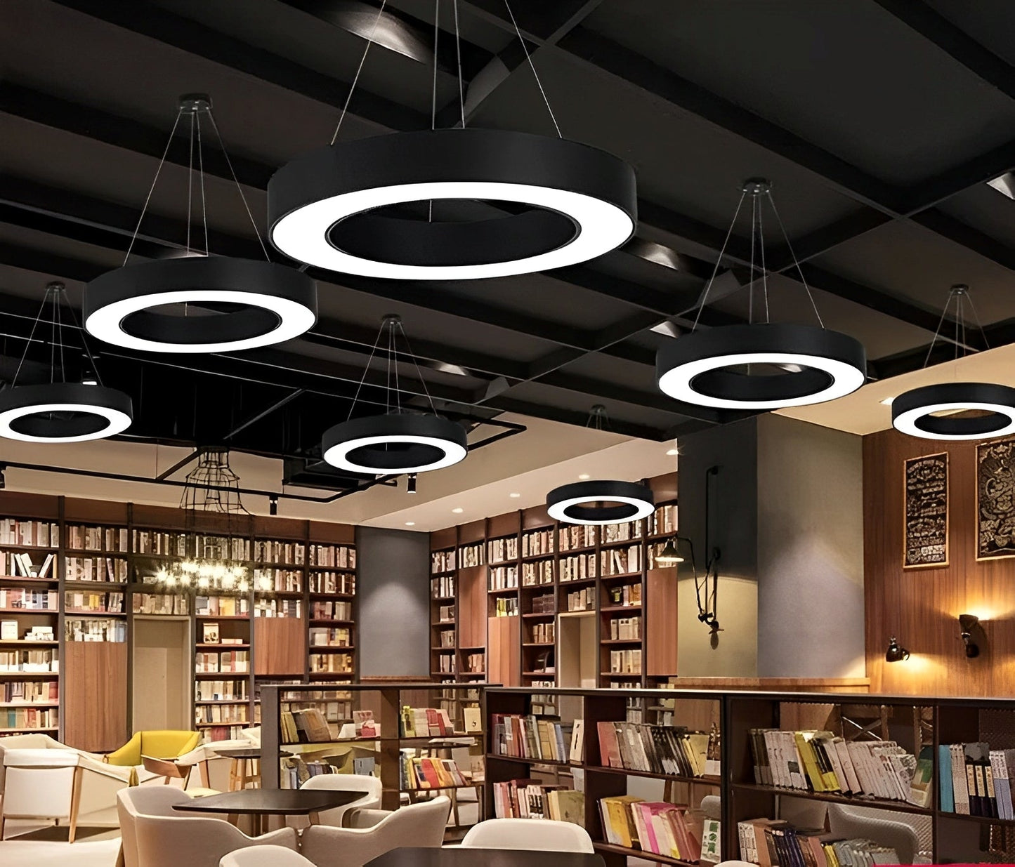 Orbis – Lampe suspendue à LED en anneau minimaliste en noir