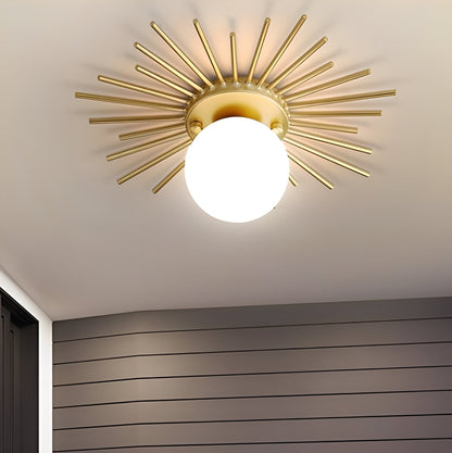 Solena – Lampe de plafond tournesols dorés
