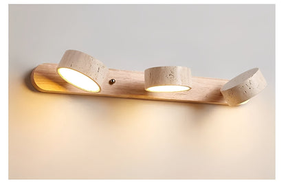 Naomi – Lampe miroir LED en bois & pierre