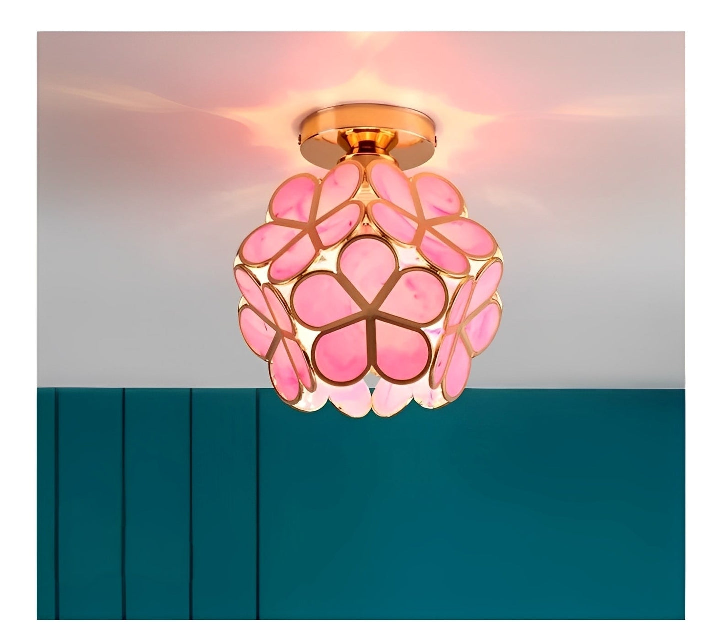 Floria – Lampe de plafond en vitrail style rétro